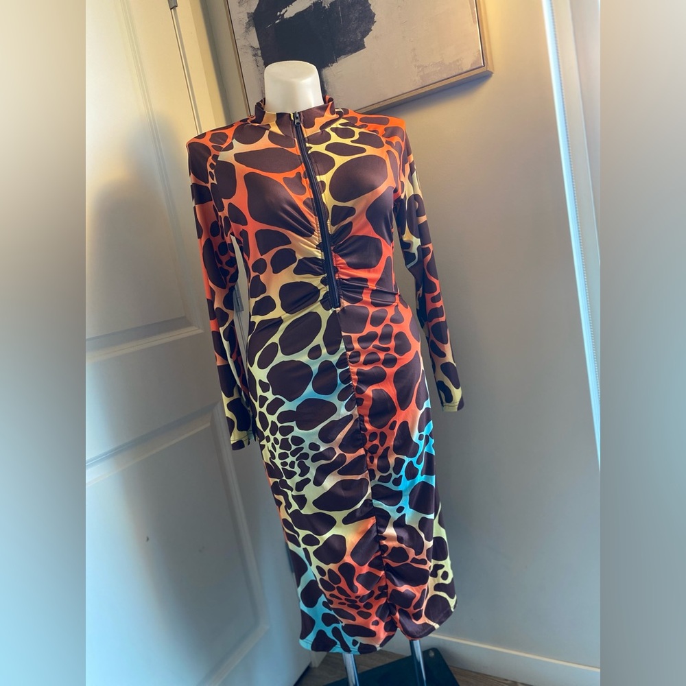 Colorful Long-sleeve Dress